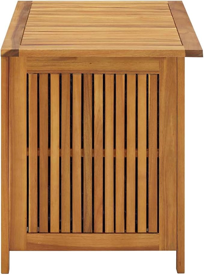 vidaXL Wooden Deck Box - Outdoor Teak Storage Chest, Ideal for Patio Furniture Cushions, Pool Accessories, Garden Tools - Water-Resistant Bag Inside - 35.4''x19.7''x22.8'', Solid Acacia Wood-Ruum Studio Home