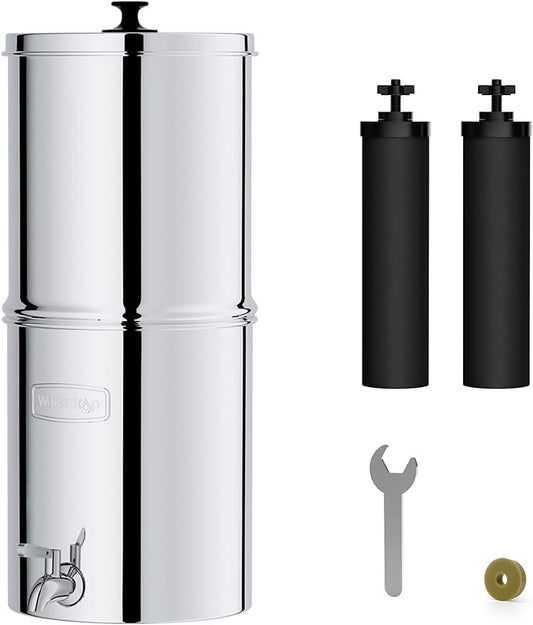 Waterdrop Gravity-fed Water Filter System, Reduces Lead and up to 99% of Chlorine, NSF/ANSI 42&372 Standard, with 2 Black Carbon Filters and Metal Spigot, King Tank Series, WD-TK-A-Ruum Studio Home