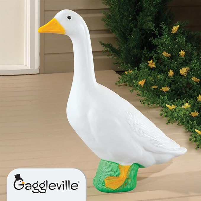 Fox Valley Traders Gaggleville Porch Goose Large White Goose Statue – Charming 23" Outdoor Decorative Figurine for Garden, Patio, or Entryway Accent-Ruum Studio Home