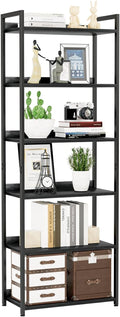 NUMENN Bookshelf, 6 Tier Bookshelves, Home Office Bookcase Shelf Storage Organizer, Free Standing Storage Shelving Unit for Bedroom, Living Room and Home Office, Black-Ruum Studio Home