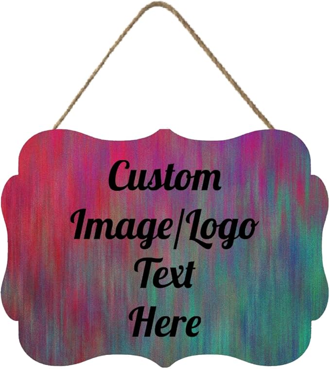 Personalized Wooden Welcome Sign - Front Door Decor, Customized Image/Text Hanging Sign - Farmhouse Decorations for Home Office - 11.2 x 8 Inch-Ruum Studio Home