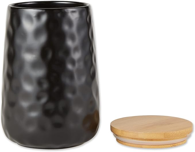 DII Kitchen Accessories Collection, Textured Matte Ceramic Canister Set, Black Dimple, 2 Piece-Ruum Studio Home