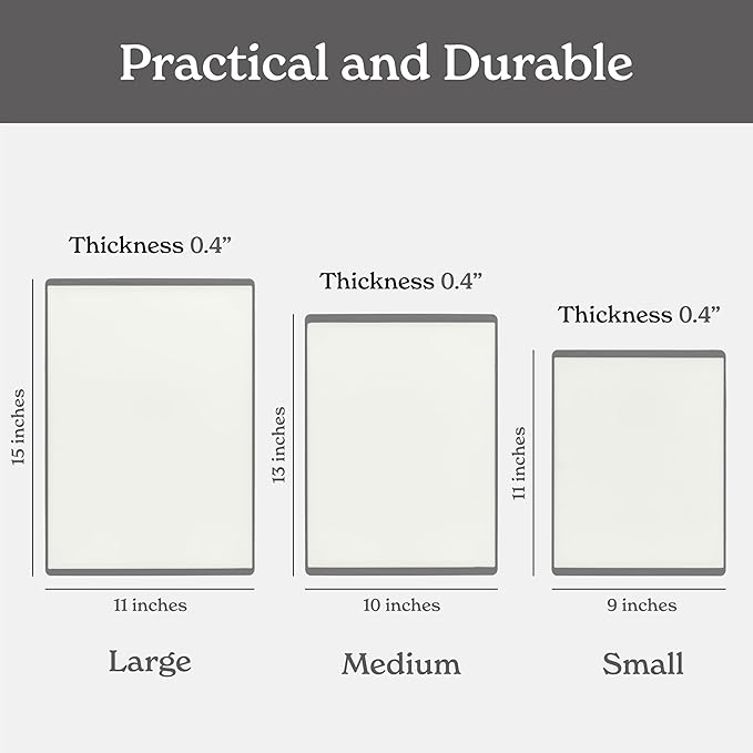 SMIRLY Plastic Cutting Board Set 3 Pieces, Non-Slip Dishwasher Safe Chopping Boards for Kitchen, Grey & White-Ruum Studio Home