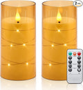 Aignis Flickering Flameless Candles Battery Operated Candles LED Candles with Remote Timer for Home/Wedding/Birthday/Holiday Decor ，Brown 3D Flame Set of 2 (D3 xH6 6")-Ruum Studio Home