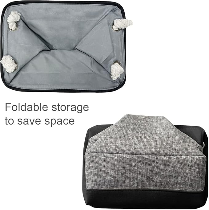 TheWarmHome Storage Basket for Organizing - 14x10x7 inch Medium 3 Pack Collapsible Storage Bin for Shelves with Rope, Fabric Storage Cubes for Organizer Cloth Gift Toy Closet (Black & Grey)-Ruum Studio Home