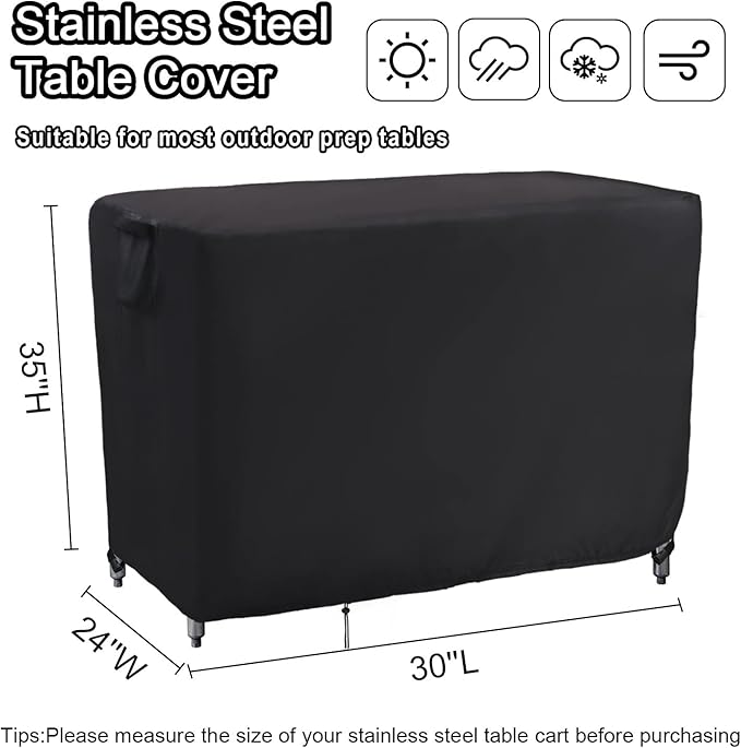 Kingling Prep Table Cover for 30 inch Keter Unity Table, Waterproof Outdoor Stainless Steel Table Cover Protection for Patio Metal Grill Work Table/Cart - 30''L x 24''W x 35''H-Ruum Studio Home