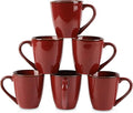 vicrays Coffee Mug Set, 12 Ounce, Set of 6, Ceramic Mug for Men, Women, Unique Glazed Mugs with Handle for Coffee, Tea, Milk, Cocoa, Cereal(Cherry Red)-Ruum Studio Home