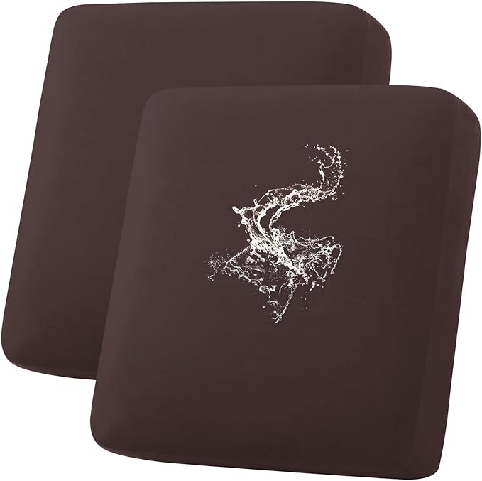 hyha Waterproof Couch Cushion Covers, Stretch Sofa Couch Seat Slipcover for Dog Washable, Non-Slip Waterproof Outdoor Cushion Covers for Patio Furniture Replacement (2 Pieces, Chocolate)-Ruum Studio Home