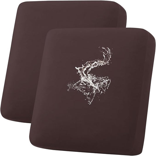 hyha Waterproof Couch Cushion Covers, Stretch Sofa Couch Seat Slipcover for Dog Washable, Non-Slip Waterproof Outdoor Cushion Covers for Patio Furniture Replacement (2 Pieces, Chocolate)-Ruum Studio Home