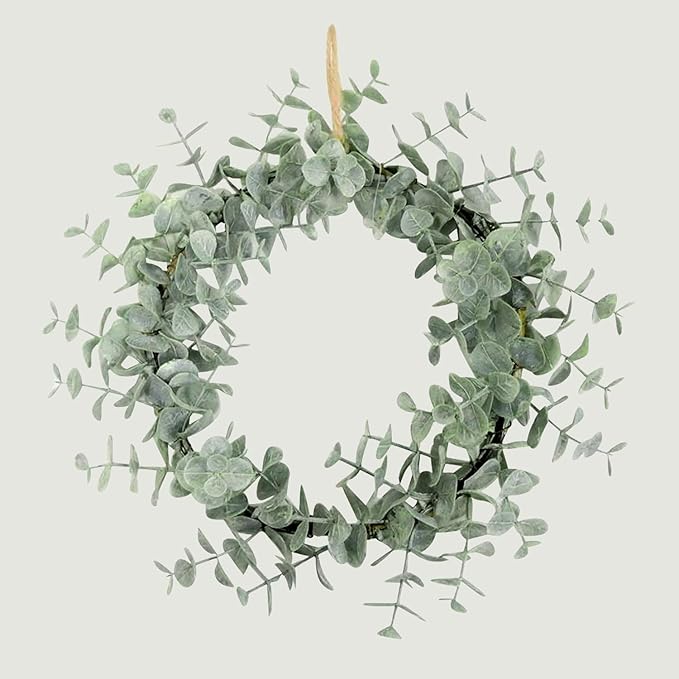 18Pcs Faux Eucalyptus Stems, 15" Artificial Eucalyptus Plants with White Frosted Coating, Fake Eucalyptus Decor Plastic Greenery Leaves for Wedding Bouquets Home Decor DIY Floral Arrangements-Ruum Studio Home