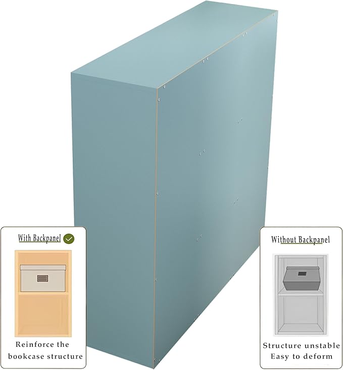 9-Cube Storage Shelf Bookcase - Wooden 3-Tier Floor Standing Open Bookshelf for Home and Office, Display Cabinet, Light Blue-Ruum Studio Home