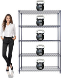 48"x18"x72" PRIME HEAVY DUTY Black 5-Tier Wire Shelving NSF 4000 LBS MAX Capacity Storage Rack for Commercial, School, Home, Garage, Warehouse, Industrial, and Hospital Uses (with Wheels)-Ruum Studio Home