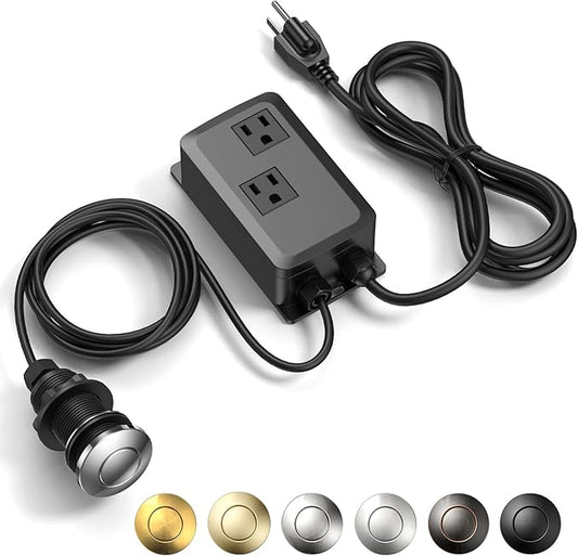Garbage Disposal Air Switch Kit -Professional- Dual Outlet, Sink Top Waste Disposer On/Off, Garbage Disposal Button, UL Listed-Ruum Studio Home