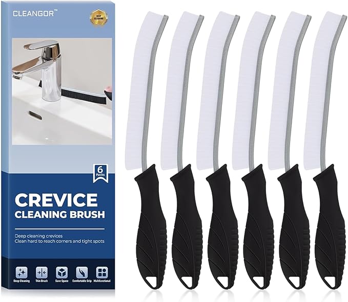 Crevice Cleaning Brushes, Cleaner Scrub Brush Tool for Hard to Reach Tight Space, Home Essentials, Cleaning Supplies for Shower, Bathroom, Kitchen, Toilet, Window-Ruum Studio Home