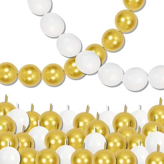 White and Gold Quick Link Balloons, 100PCS 6 Inch Small Baby Pink Linking Balloons for Making Balloon Wall Heart Arch Tails Balloon for Girls Wedding Birthday Baby Shower Engagement Party Decorations-Ruum Studio Home