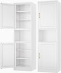 Tall Narrow Storage Cabinet 66.93" H Tall Bathroom Cabinets Metal Pantry Cabinet, 4 Adjustable Shelves for Kitchen, Home Office, Living Room, Dinning Room (16 inches Wide White)-Ruum Studio Home