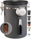 Veken Coffee Canister with Window,Airtight Stainless Steel Kitchen Food Storage Container, Date Tracker & Scoop for Grounds Coffee, Beans, Tea, Flour, Cereal,Sugar,22OZ,Grey-Ruum Studio Home