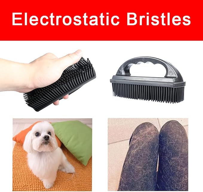 Rubber Pet Hair Removal Brush Lint & Cat Dog Hair Remover Brush Pet Silicone Lint and Debris Remover for Cleaning, Grooming, Home,Black-Ruum Studio Home