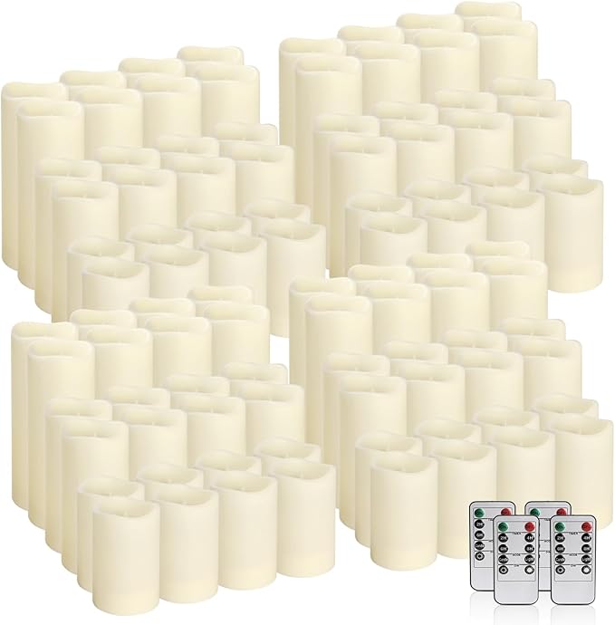96-Pack LED Flameless Candles with Remote Control - Perfect for Home, Parties, and Special Occasions - Create a Magical Ambiance Effortlessly(Three Sizes)-Ruum Studio Home