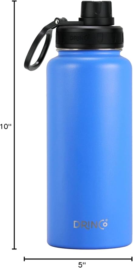 DRINCO Stainless Steel Water Bottle Spout Lid Vacuum Insulated Double Wall Water Bottle Wide Mouth (40oz 32oz 22oz 18oz 14oz) Leak Proof Keep Cold Sport Camping Hiking (32 oz, 32oz Royal Blue)-Ruum Studio Home