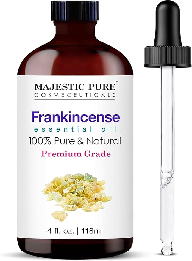 Majestic Pure Frankincense Essential Oil with Glass Dropper - Huge 4 Fl Oz - 100% Pure and Natural Frankincense Oil - Premium Grade Essential Oils for Diffuser, Aromatherapy, Soap and Candle Making-Ruum Studio Home