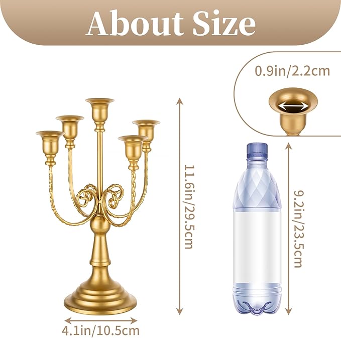 Sziqiqi Gold Candlestick Holder Candelabra - Taper Candle Holders for Wedding Centerpiece 5-Arms Candle Stick Stands for Candlelight Dinner Table Christmas Mantel Festivals-Ruum Studio Home