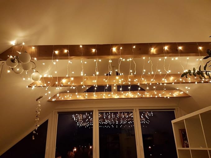 Lighting EVER 306 LED Curtain Lights with 18 Hang Down String Lights, 10×10 ft Plug in Hanging Fairy Lights for Bedroom Wall Window, Twinkle Backdrop Lights for Wedding Patio Gazebo (NOT Connectable)-Ruum Studio Home