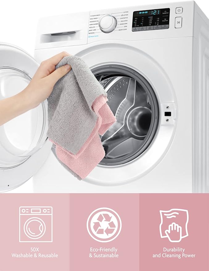 Fantasticlean Microfiber Cleaning Cloth Roll -90 Pack, Tear Away Microfiber Towels, 12" x 12", Reusable, Washable, Scratch Free, Ultra Absorbent Dish Rags for Car, Home, Garage or Shop (Pink)-Ruum Studio Home