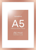 Homeforia A5 Frame Rose Gold, High End Metal 5.8 x 8.3 Picture Frames Matted to 4.1 by 5.8 inch Art, A5 Display Photo Frame with Mat A6, 5.8x8.3 Rose Poster Frames, Tempered Glass, Wall Kit, Set of 1-Ruum Studio Home