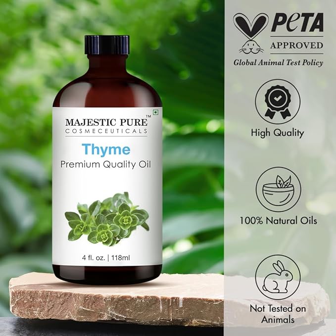 Majestic Pure Thyme Essential Oil with Glass Dropper - Huge 4 Fl Oz - 100% Pure and Natural Thyme Oil - Premium Grade Essential Oils for Diffuser, Aromatherapy, Soap and Candle Making-Ruum Studio Home