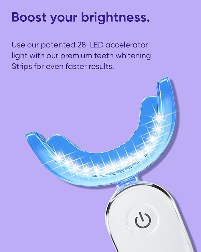 MySmile Non-Sensitive 10Pcs Teeth Whitening Strips Kit with Waterproof 28X LED Light 10-Min Fast Remove Coffee Wine Tobacco 20 Years of Stains Whitening Tooth Care Oral Safe for Enamel-Ruum Studio Home