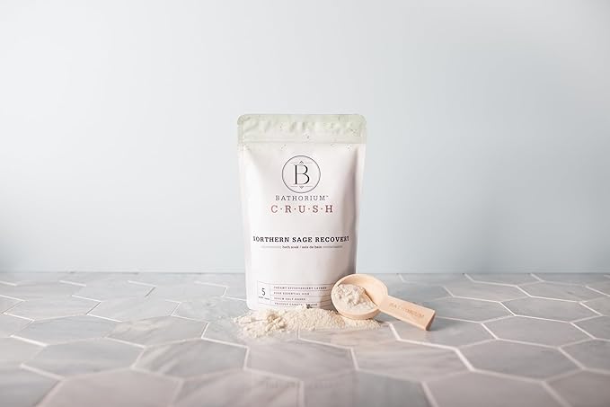 Bathorium Northern Sage Recovery Crush, Revitalizing Bath Soak, Dead Sea & Epsom Salt, Sage, Pine, Eucalyptus, pH-Balanced for Women, 5+ Baths, 21 oz-Ruum Studio Home