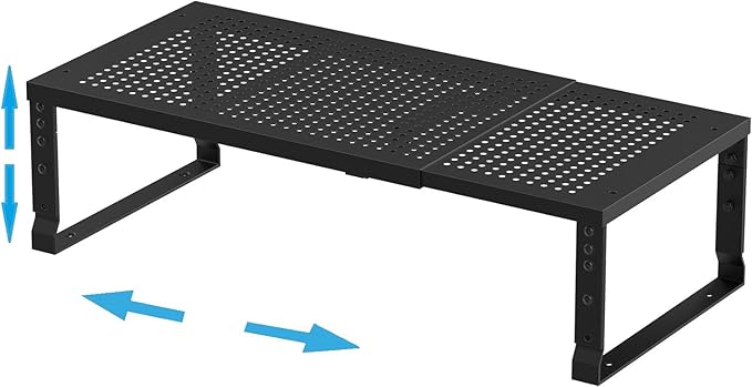 Expandable,Adjustable & Stackable Spice Rack, Cabinet Kitchen Countertop Shelf Organizer,Metal Pantry Storage Shelves - Space-Saving Storage Solution(1Pack/Black/Medium)-Ruum Studio Home