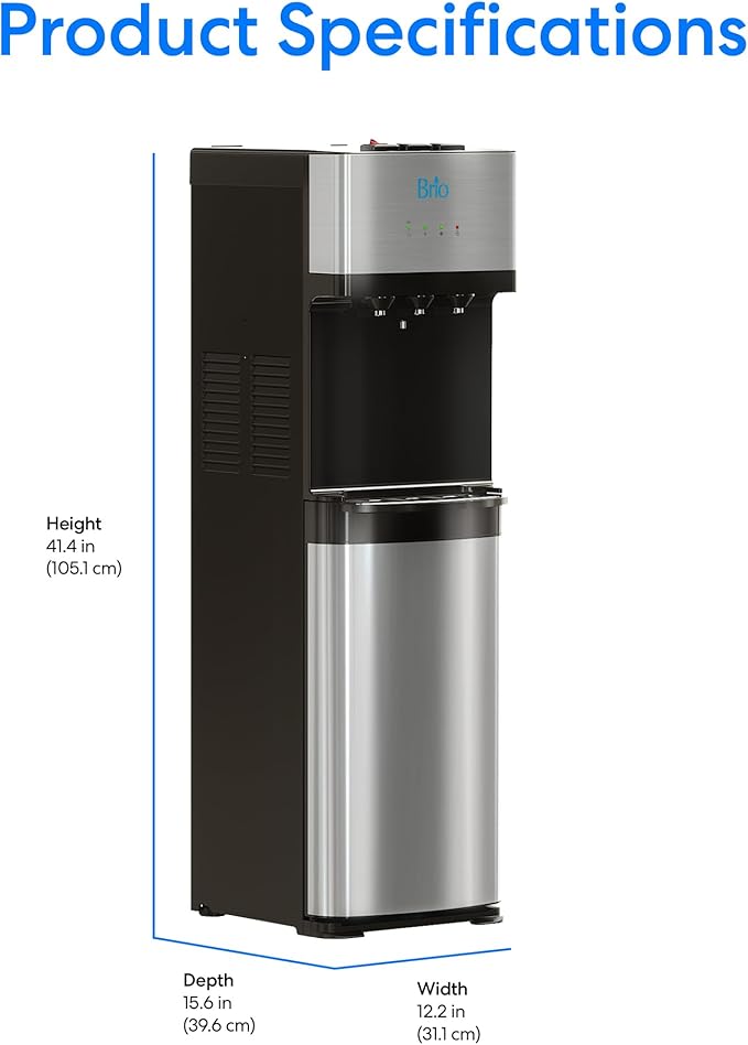 Brio Self Cleaning Bottom Loading Water Cooler Water Dispenser – Limited Edition - 3 Temperature Settings - Hot, Cold & Cool Water-Ruum Studio Home