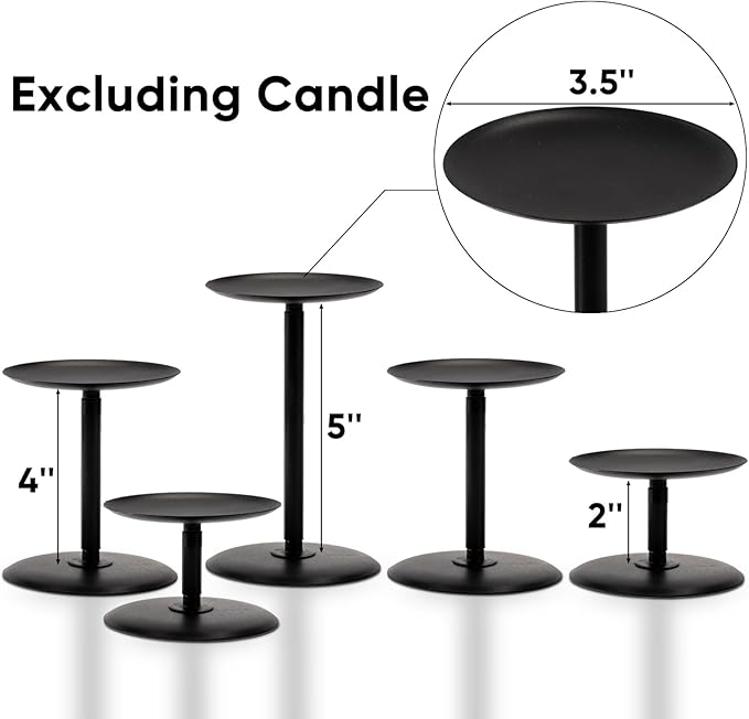 Homemory Holloween Candle Holders for Pillar Candles Set of 5 (Black)-Ruum Studio Home