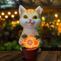 YODY Solar Garden Statues Outdoor Decor- Yard Decorations for Patio, Balcony, Backyard, Lawn Ornaments - Cat Statue with Flower Pot- Unique Cat Lover Gifts for Mom, Grandma, Women-Ruum Studio Home