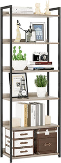 NUMENN Bookshelf, 6 Tier Bookshelves, Home Office Bookcase Shelf Storage Organizer, Free Standing Storage Shelving Unit for Bedroom, Living Room and Home Office, Grey-Ruum Studio Home