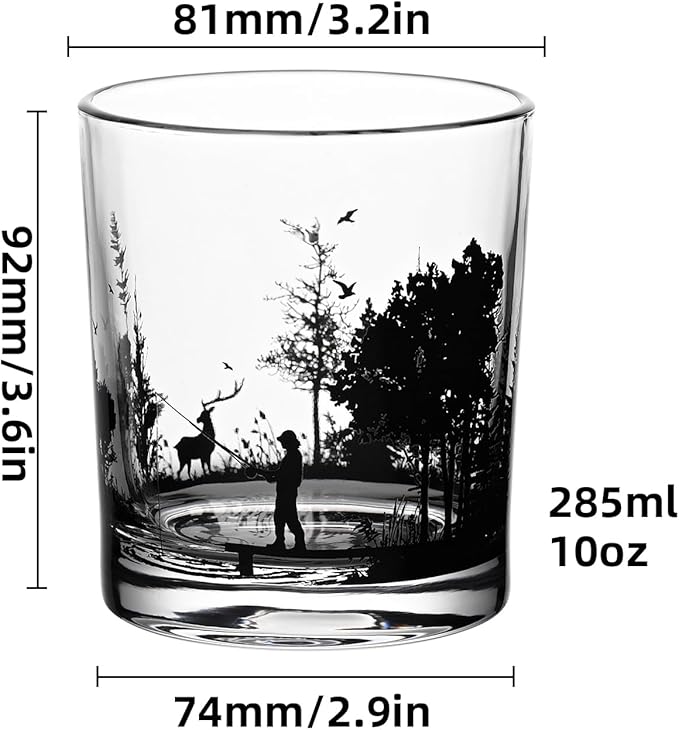 Old Fashioned Whiskey Glasses, Stemless Wine Glasses with Gift Box, 10Oz Rocks Glass for Scotch Cocktail Bourbon Vodka Liquor, Unique Gifts for Dad, Husband, Father's Day, Anniversary-Ruum Studio Home