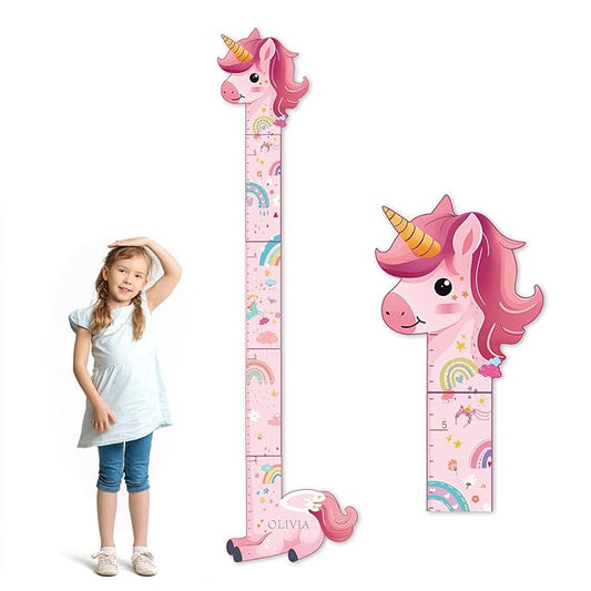 Personalized Name Growth Chart for Kids, Unicorn Wooden Wall Decor Growth Chart, Wall Decor for Kids Room, Wooden Growth Chart for Wall and Nursery Medical Office Toddler Playroom-Ruum Studio Home
