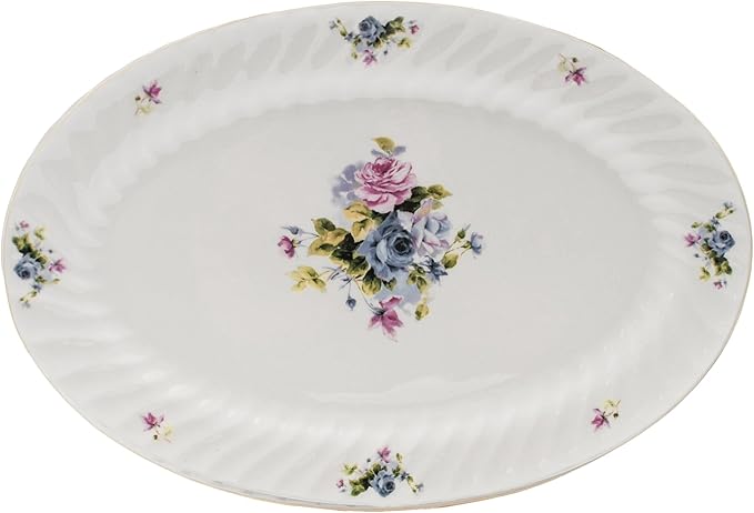 Lynns Paradise Serafina 14-Inch Oval Platter, Set of 2, Purple; Heavy Duty; Chip Resistant; Lead and Cadmium Free; Freezer to Oven Safe up to 500°F-Ruum Studio Home