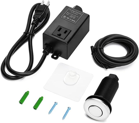 Garbage Disposal Air Switch Kit for SinkTop Waste Disposal with Stainless Steel Polished Long Air Button by briidea-Ruum Studio Home