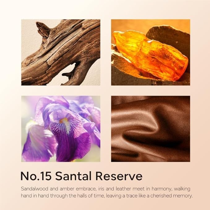 Santal Reserve Luxury Scented Candles, 9oz Soy Wax Candles for Home Scented, Sandalwood, Amber, Iris & Leather Scent, Long Burning Time, Gifts for Women, Men, Sister, Teacher-Ruum Studio Home