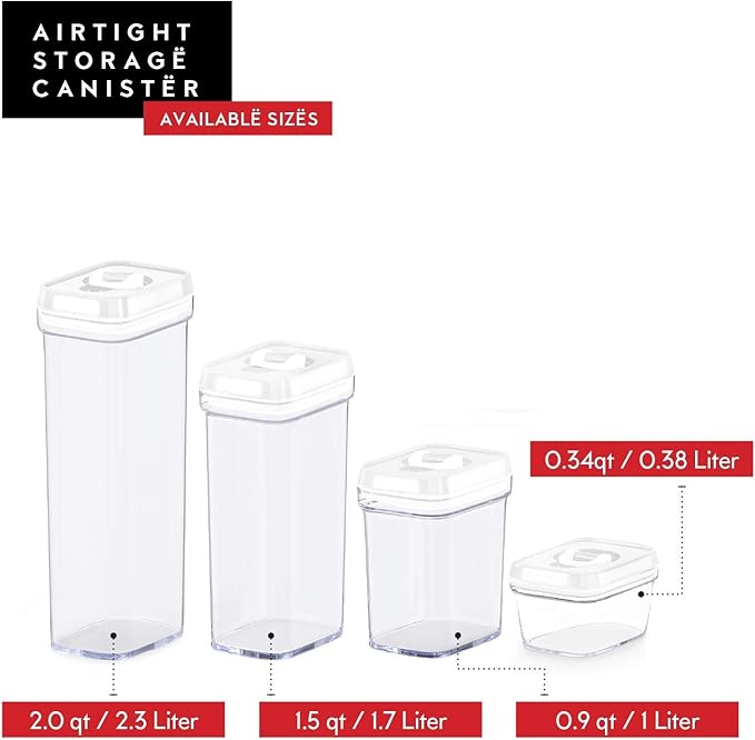 DWËLLZA KITCHEN Airtight Food Storage Containers with Lids - 5 Piece Set - Kitchen Accessories - Pantry Organization and Storage Containers for Food - Clear BPA-Free - Keeps Food Fresh & Dry-Ruum Studio Home