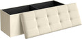 SONGMICS MAZIE Collection - 43 Inches Folding Storage Ottoman Bench, Ottoman Foot Rest, End of Bed Bench, Storage Chest, Load 660 lb, for Living Room, Bedroom, Entryway, Cream White ULSF77BE-Ruum Studio Home