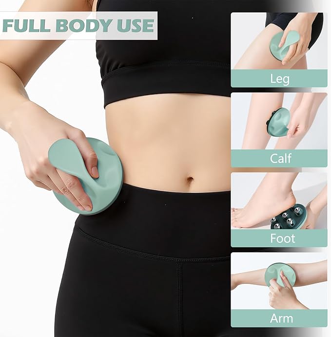 Lymphatic Massage Roller for Cellulite Remover Body Sculpting - Handheld Cellulite Massage Tool for Body Bloat Blood Circulation Lymphatic Drainage Green-Ruum Studio Home