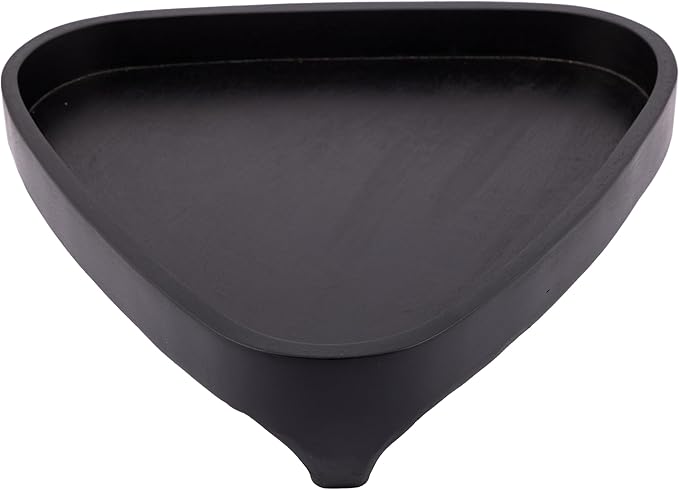 Mango Wood Serving Triangular Tray – 12x11.5x3.25 Inch Decorative Tray for Serving in Bed, Appetizers, Table, BBQ, Patio, Party – Perfect for Lap and Couch Use, Matt Finish, Black-Ruum Studio Home