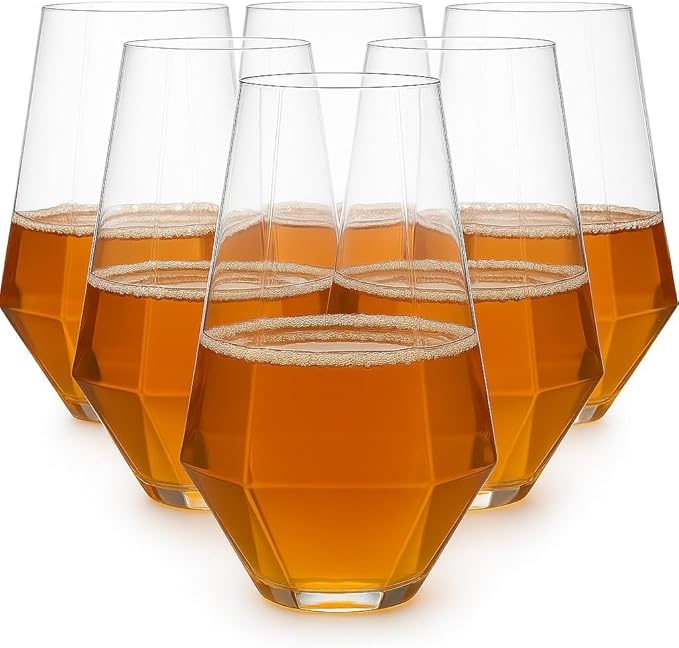 48 Pack Diamond Unbreakable Stemless Plastic Wine Stemless Toasting coacktail Glasses, Durable 9 Oz BPA-Free Disposable Champagne Flutes for Weddings, Bars, Events, and Celebrations (Clear)-Ruum Studio Home