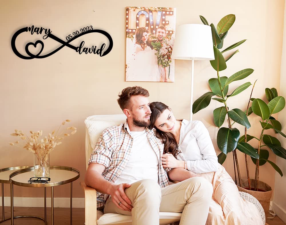 Wedding Gifts for Couples 2025 | Personalized Wedding Gifts | Couples Gift for Her | Anniversary Wedding Date Sign | Engagement Gift | Wall Decor | Bridal Shower Gift | Infinity Metal Sign-Ruum Studio Home