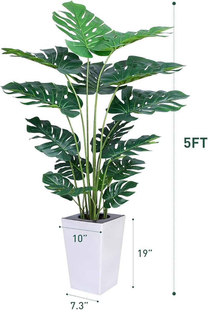 Artificial Monstera Plant 5ft, Realistic Fake Plants with Silk Leaves & Texture Trunk, Artificial Plants for Home Office Decor Indoor Outdoor Housewarming Gift-Ruum Studio Home