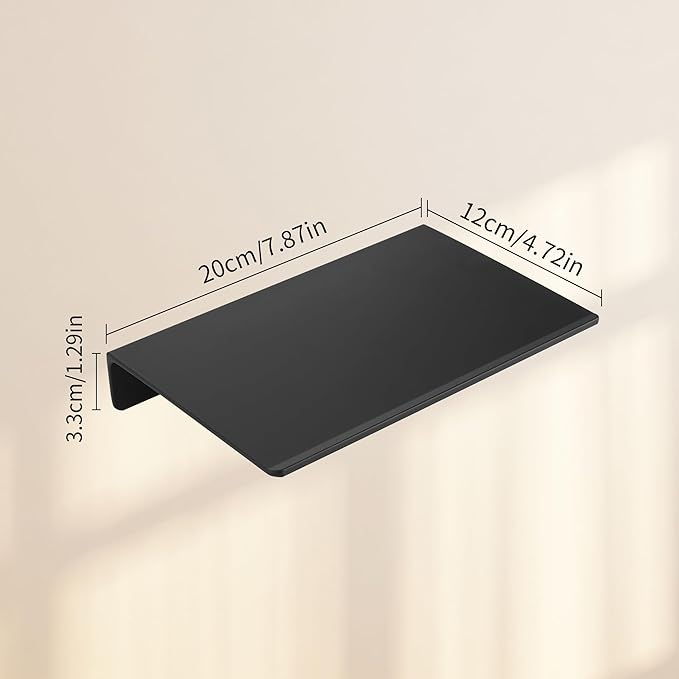 JOOM Small Metal Wall Floating Shelf - Metal Wall Shelf, Black Floating Shelf, Small Bathroom Shelf, Display Shelves for Living Room/Kitchen/Bedroom (Black, 8Inch)-Ruum Studio Home